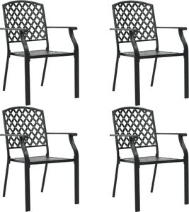 vidaXL Krzesła ogrodowe, 4 szt., kratkowane, stal, czarne 1