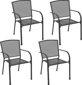 vidaXL Krzesła ogrodowe, 4 szt., z siatką, stal, antracytowe 1