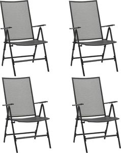 vidaXL Składane krzesła z siatką, 4 szt., stalowe, antracytowe 1