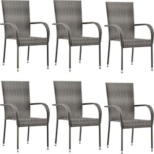 vidaXL Sztaplowane krzesła ogrodowe, 6 szt., szare, polirattan 1