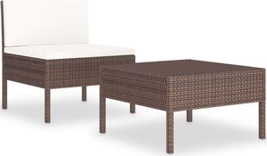 vidaXL 2-cz. zestaw wypoczynkowy do ogrodu, poduszki, rattan PE, brąz 2