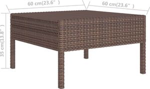 vidaXL 2-cz. zestaw wypoczynkowy do ogrodu, poduszki, rattan PE, brąz 6