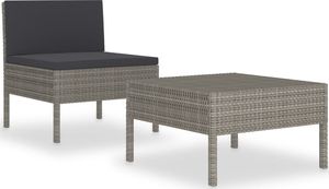 vidaXL 2-cz. zestaw wypoczynkowy do ogrodu, poduszki, rattan PE, szary 2