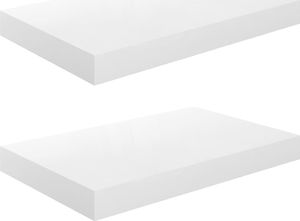 vidaXL Półki ścienne, 2 szt., białe, wysoki połysk, 40x23x3,8 cm, MDF 2
