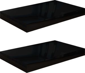 vidaXL Półki ścienne, 2 szt., czarne, wysoki połysk, 40x23x3,8 cm, MDF 2