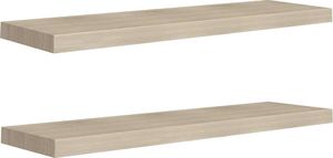 vidaXL Półki ścienne, 2 szt., kolor dębowy, 90x23,5x3,8 cm, MDF 2