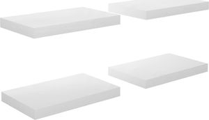 vidaXL Półki ścienne, 4 szt., białe, wysoki połysk, 40x23x3,8 cm, MDF 2