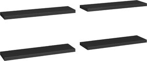vidaXL Półki ścienne, 4 szt., czarne, 90x23,5x3,8 cm, MDF 2
