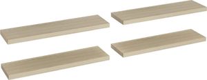 vidaXL Półki ścienne, 4 szt., kolor dębowy, 90x23,5x3,8 cm, MDF 2