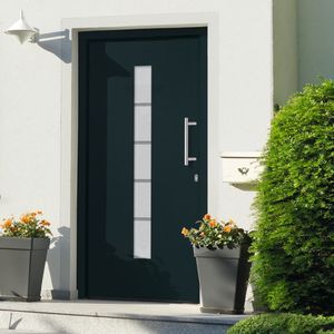 vidaXL Drzwi zewnętrzne, aluminium i PVC, antracytowe, 100x200 cm 1