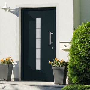 vidaXL Drzwi zewnętrzne, aluminium i PVC, antracytowe, 110x210 cm 1