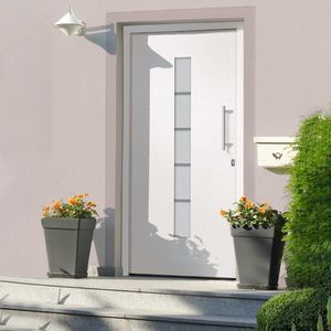 vidaXL Drzwi zewnętrzne, aluminium i PVC, białe, 100x200 cm 1