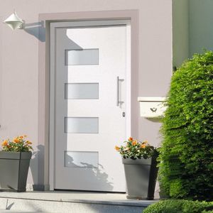 vidaXL Drzwi zewnętrzne, aluminium i PVC, białe, 100x210 cm 1