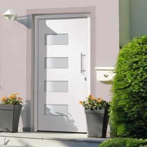 vidaXL Drzwi zewnętrzne, aluminium i PVC, białe, 110x210 cm 1
