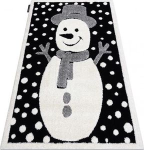 Dywany Łuszczów Dywan dziecięcy JOY Snowman bałwanek, dla dzieci - Strukturalny, dwa poziomy runa czarny / krem, 160x220 cm 1