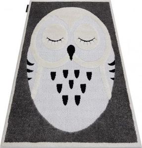 Dywany Łuszczów Dywan dziecięcy JOY Owl sowa, dla dzieci - Strukturalny, dwa poziomy runa szary / krem, 120x170 cm 1