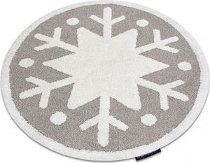 Dywany Łuszczów Dywan dziecięcy JOY Koło Snowflake płatek śniegu, dla dzieci - Strukturalny, dwa poziomy runa beż / krem, koło 140 cm 1