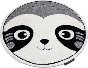 Dywany Łuszczów Dywan dziecięcy JOY Koło Panda miś, dla dzieci - Strukturalny, dwa poziomy runa szary / krem, koło 160 cm 1