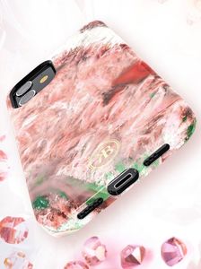 Kingxbar Kingxbar Agate Series eleganckie etui pokrowiec z nadrukiem agat iPhone 12 Pro Max czerwony uniwersalny 6