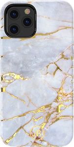 Kingxbar Kingxbar Marble Series eleganckie etui pokrowiec z nadrukiem marmur iPhone 12 mini białobłękitny uniwersalny 1