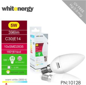 Whitenergy Żarówka LED E14, 5W, 396lm, 3000K, biała ciepła (10128) 5