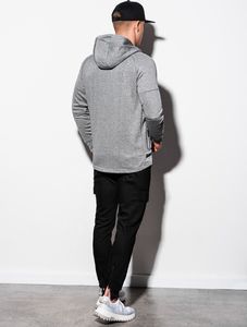 Ombre Bluza męska z kapturem B1080 - szary melanż S 3