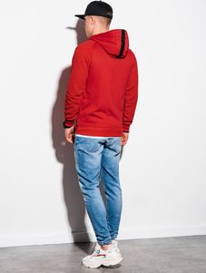 Ombre Bluza męska rozpinana z kapturem B1083 - czerwona L 3