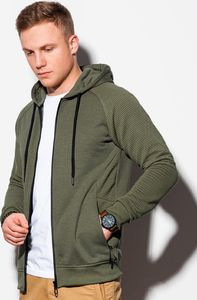 Ombre Bluza męska rozpinana z kapturem B1083 - khaki L 1