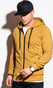 Ombre Bluza męska rozpinana z kapturem B1083 - żółta M 1