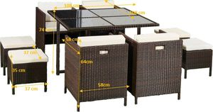 Bello Giardino Technorattanowe meble stołowe CRISTALLO - brązowy 2