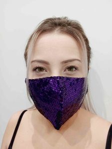 Zbrojownia Maska Ochronna z Cekinami Filtr FFP2 N95 PM2.5 Fioletowa 3
