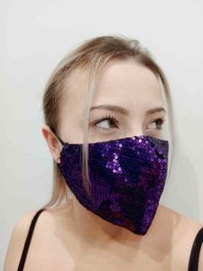 Zbrojownia Maska Ochronna z Cekinami Filtr FFP2 N95 PM2.5 Fioletowa + 10 filtrów 4