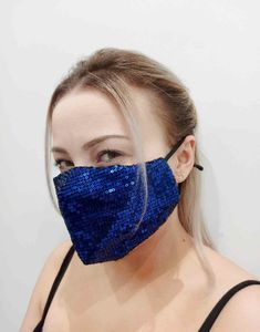 Zbrojownia Maska Ochronna z Cekinami Filtr FFP2 N95 PM2.5 Niebieska + 10 filtrów 4