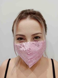 Zbrojownia Maska Ochronna z Cekinami Filtr FFP2 N95 PM2.5 Różowa + 10 filtrów 2