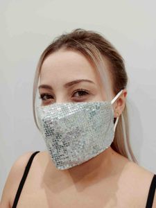 Zbrojownia Maska Ochronna z Cekinami Filtr FFP2 N95 PM2.5 Srebrna + 10 filtrów 4