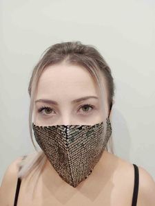 Zbrojownia Maska Ochronna z Cekinami Filtr FFP2 N95 PM2.5 Złota + 10 filtrów 2