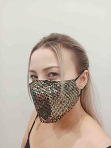 Zbrojownia Maska Ochronna z Cekinami Filtr FFP2 N95 PM2.5 Złota + 10 filtrów 4