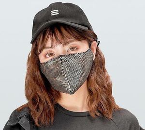 Zbrojownia Maska Ochronna z Cekinami Filtr FFP2 N95 PM2.5 Złota + 10 filtrów 9