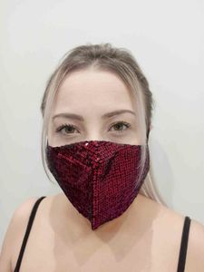 Zbrojownia Maska Ochronna z Cekinami Filtr FFP2 N95 PM2.5 Czerwona 3