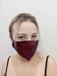 Zbrojownia Maska Ochronna z Cekinami Filtr FFP2 N95 PM2.5 Czerwona + 10 filtrów 3