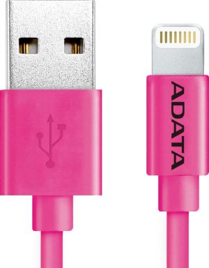 Kabel USB ADATA Lightning, certyfikat MFI, 1m, Różowy (AMFIPL-100CM-CPK) 1