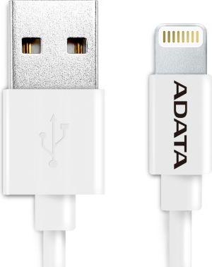 Kabel USB ADATA Lightning, certyfikat MFI, 1m, Biały (AMFIPL-100CM-CWH) 1