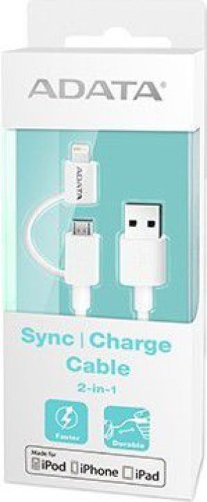 Kabel USB ADATA USB-A - 1 m Biały (AMFI2IN1-100CM-CWH) 2