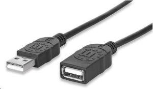 Kabel USB Manhattan USB 2.0 A Męski - USB 2.0 A Żeński, 1.8 m, Czarny (393843) 1