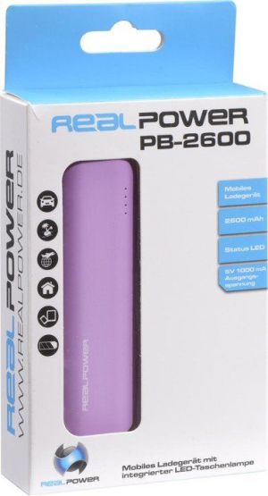 Powerbank Realpower PB-2600 2600mAh Fioletowy 3