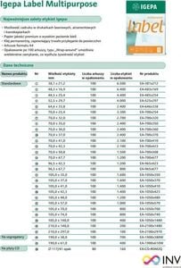 Mondi ETYKIETY A4 IGEPA 64.6 X 33.8 MM BIAŁE (100) 2