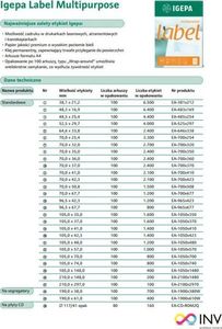 Mondi ETYKIETY A4 IGEPA 70.0 X 36.0 MM BIAŁE (100) 2