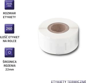 Qoltec Etykiety do DYMO Qoltec LW-1152 | S0722520 | 25 x 54 mm| 260 sztuk 2