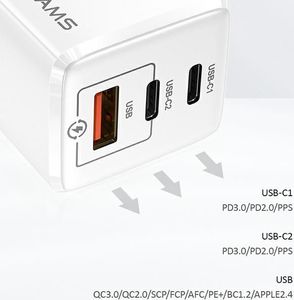 Ładowarka Usams T33 1x USB-A 2x USB-C 3 A (CC110TC02) 6