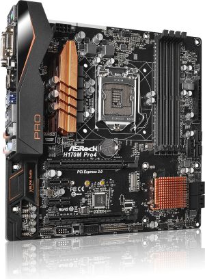 Płyta główna ASRock H170M PRO4, H170, DualDDR4-2133, SATA3, RAID, HDMI, DVI, D-Sub, mATX (H170M PRO4) 4